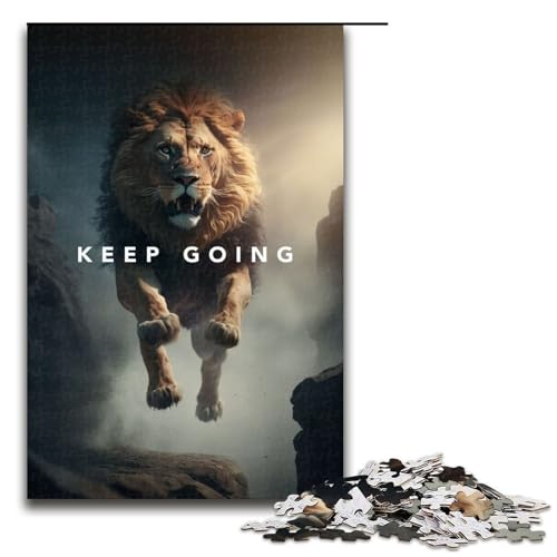 1000 teiliges Puzzle Lernspiele Keep Go Motivation Puzzles für Erwachsene Holzpuzzle für Familienspaß und Spieleabend 75 x 50 cm von linghhiming
