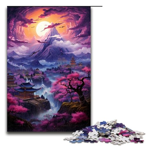 1000 teiliges Puzzle Lernspiele Kunst und Landschaftspuzzle im japanischen Stil für Erwachsene Holzpuzzle für Familienspaß und Spieleabend 1000 Teile (75 x 50 cm) von linghhiming