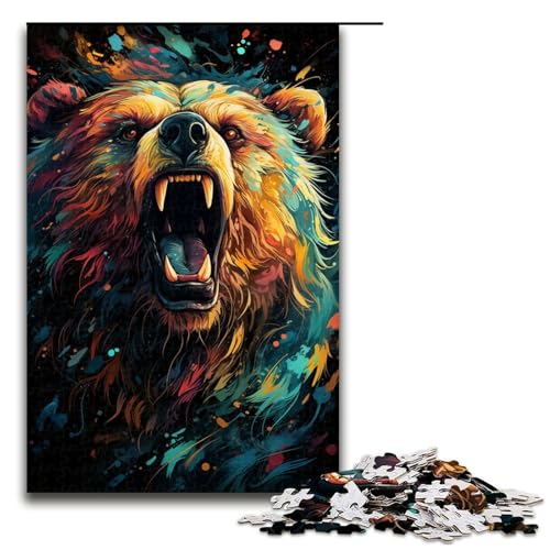 1000 teiliges Puzzle Lernspiele Malen Bunte Bären Puzzles für Erwachsene Holzpuzzle für Familienspaß und Spieleabend 1000 Teile (75 x 50 cm) von linghhiming