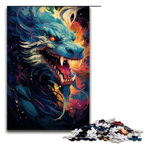 1000 teiliges Puzzle Lernspiele Malen Bunte Drachen Puzzles für Erwachsene Holzpuzzle für Familienspaß und Spieleabend 1000 Teile (75 x 50 cm) von linghhiming