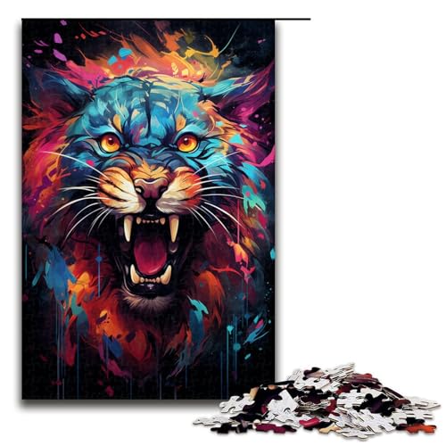 1000 teiliges Puzzle Lernspiele Malen Bunte Leoparden Puzzles für Erwachsene Holzpuzzle für Familienspaß und Spieleabend 1000 Teile (75 x 50 cm) von linghhiming