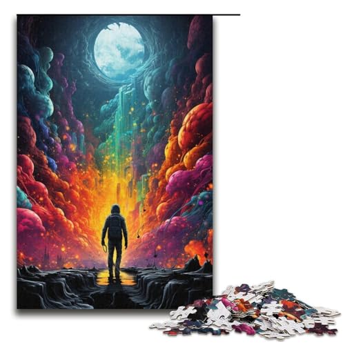 1000 teiliges Puzzle Lernspiele Malen Farbe Astronauten Puzzles für Erwachsene Papierpuzzle für Familienspaß und Spieleabend 1000 Teile (38 x 26 cm) von linghhiming