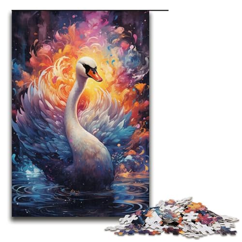 1000 teiliges Puzzle Lernspiele Malen Farbe Schwan Puzzles für Erwachsene Papierpuzzle für Familienspaß und Spieleabend 1000 Teile (38 x 26 cm) von linghhiming