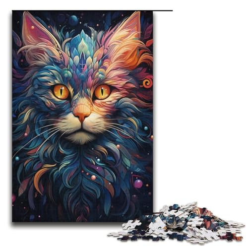 1000 teiliges Puzzle Lernspiele Malen Farbe Sternenhimmel Katzen Puzzle für Erwachsene Papierpuzzle für Familienspaß und Spieleabend 1000 Teile (38 x 26 cm) von linghhiming