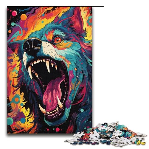 1000 teiliges Puzzle Lernspiele Malen Farbe Wolf Puzzles für Erwachsene Papierpuzzle für Familienspaß und Spieleabend 1000 Teile (38 x 26 cm) von linghhiming