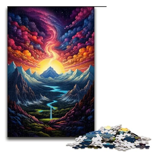 1000 teiliges Puzzle Lernspiele Psychedelic Alps Puzzles für Erwachsene Holzpuzzle für Familienspaß und Spieleabend 1000 Teile (75 x 50 cm) von linghhiming
