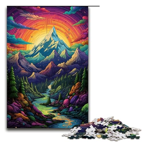 1000 teiliges Puzzle Lernspiele Psychedelic Alps Puzzles für Erwachsene Holzpuzzle für Familienspaß und Spieleabend 1000 Teile (75 x 50 cm) von linghhiming