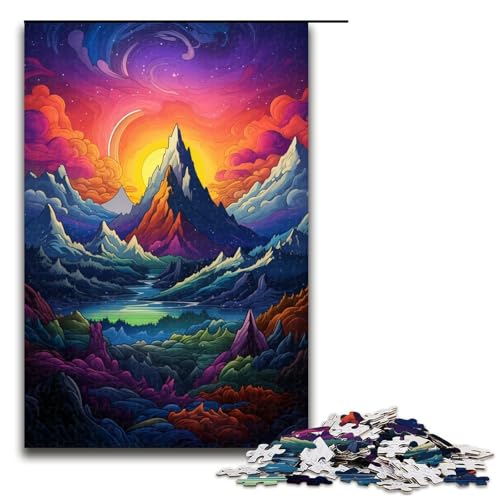 1000 teiliges Puzzle Lernspiele Psychedelic Alps Puzzles für Erwachsene Holzpuzzle für Familienspaß und Spieleabend 1000 Teile (75 x 50 cm) von linghhiming