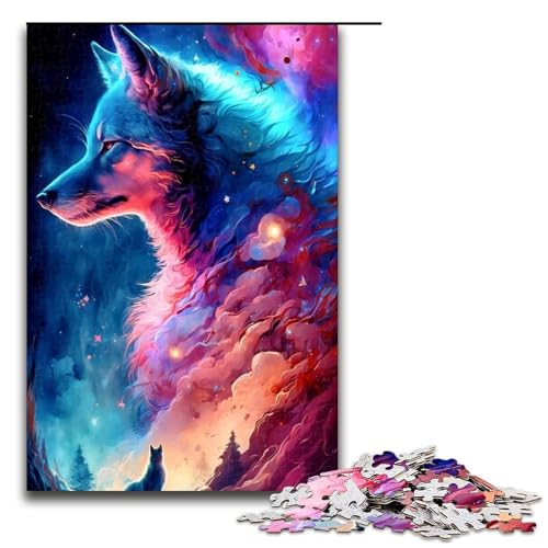 1000 teiliges Puzzle Lernspiele Tiernebel Wolf Puzzle für Erwachsene Holzpuzzle für Familienspaß und Spieleabend 1000 Teile (75 x 50 cm) von linghhiming