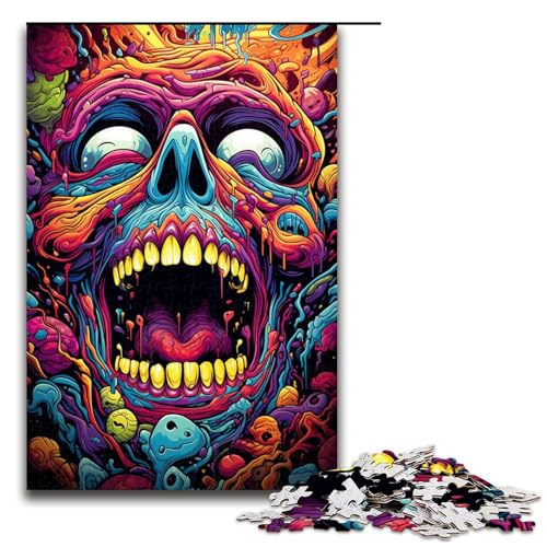 1000 teiliges Puzzle Lernspiele farbenfrohe psychedelische Monster Puzzles für Erwachsene Holzpuzzle für Familienspaß und Spieleabende (Größe 75 x 50 cm) von linghhiming