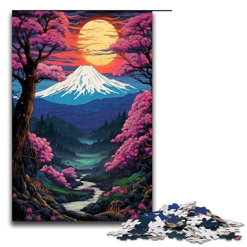 1000 teiliges Puzzle Lernspiele japanischer Wald Nachtansicht Puzzle für Erwachsene Holzpuzzle für Familienspaß und Spieleabend 1000 Teile (75 x 50 cm) von linghhiming