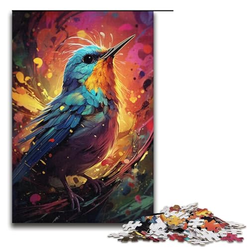 1000 teiliges Puzzle Lernspiele psychedelische Bunte Vögel Puzzles für Erwachsene Papierpuzzle für Familienspaß und Spieleabend 1000 Teile (38 x 26 cm) von linghhiming