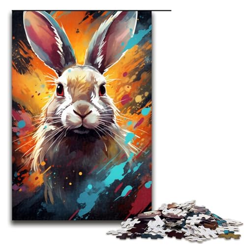 1000 teiliges Puzzle Lernspiele psychedelisches buntes Häschen Puzzle für Erwachsene Holzpuzzle für Familienspaß und Spieleabend 1000 Teile (75 x 50 cm) von linghhiming
