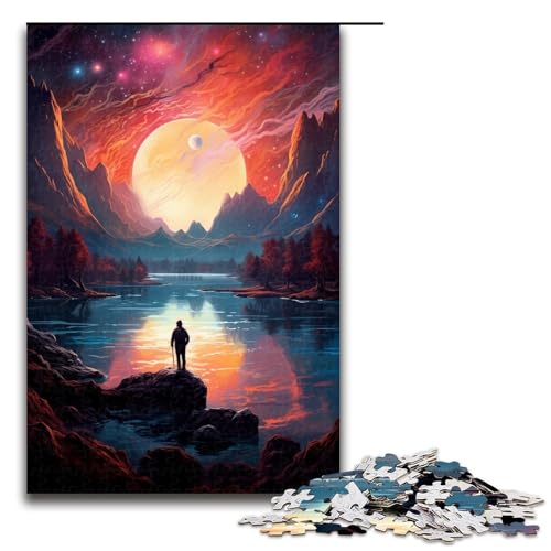 1000 teiliges Puzzle Looking at The World Alone Geschenke Puzzle für Erwachsene Weihnachtswunschliste mit Weihnachtsmann für Teenager ab 14 Jahren 1000 Teile (75 x 50 cm) von linghhiming