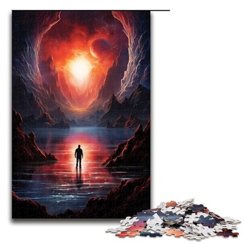 1000 teiliges Puzzle Looking at The World Alone14 Puzzle für Erwachsene Holzpuzzle anspruchsvolles Spiel 1000 Teile (75 x 50 cm) von linghhiming