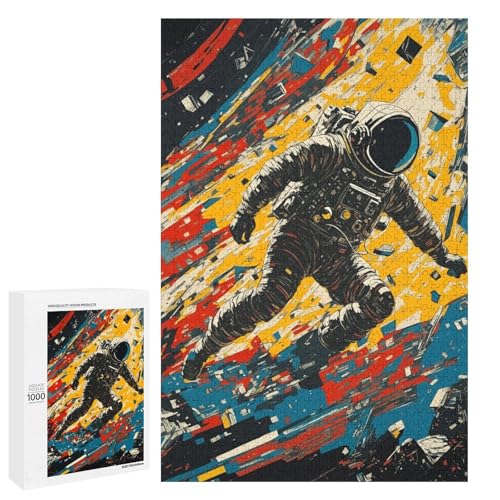 1000 teiliges Puzzle Lost Astronaut für Erwachsene und Kinder Holzpuzzle pädagogisches Spielzeug zum Stressabbau (75 x 50 cm) von linghhiming
