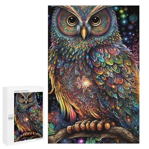 1000 teiliges Puzzle Magische Eule für Erwachsene und Kinder Holzpuzzle pädagogisches Spielzeug zum Stressabbau (75 x 50 cm) von linghhiming