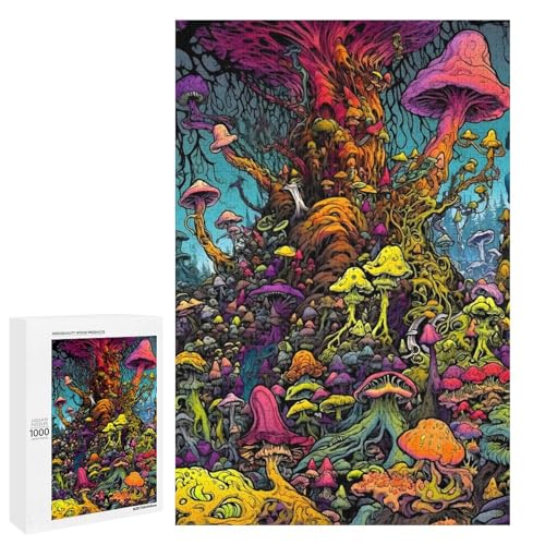 1000 teiliges Puzzle Magische Pilze für Erwachsene und Kinder Holzpuzzle pädagogisches Spielzeug zum Stressabbau (75 x 50 cm) von linghhiming