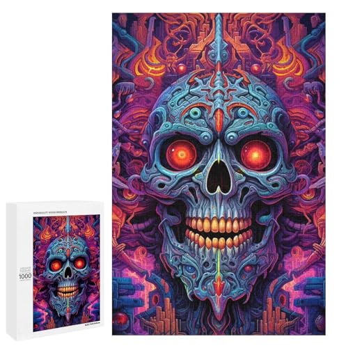 1000 teiliges Puzzle Magischer Totenkopf für Erwachsene und Kinder Holzpuzzle pädagogisches Spielzeug zum Stressabbau (75 x 50 cm) von linghhiming