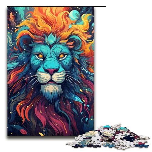 1000 teiliges Puzzle Majestätischer Löwe für Kinder Holzpuzzle Heimkunstdekor 1000 Teile (75 x 50 cm) von linghhiming