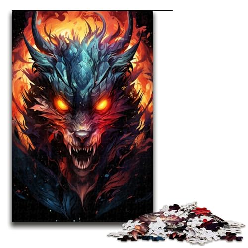 1000 teiliges Puzzle Malen Bunte Drachen Puzzles für Erwachsene Holzpuzzle Familienspiel 1000 Teile (75 x 50 cm) von linghhiming