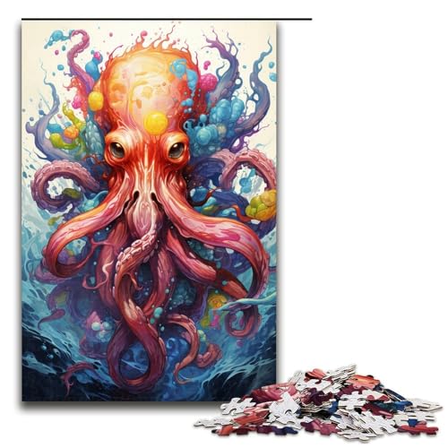 1000 teiliges Puzzle Malen Bunte Kraken Puzzles für Erwachsene Holzpuzzle Familienspiele 1000 Teile (75 x 50 cm) von linghhiming