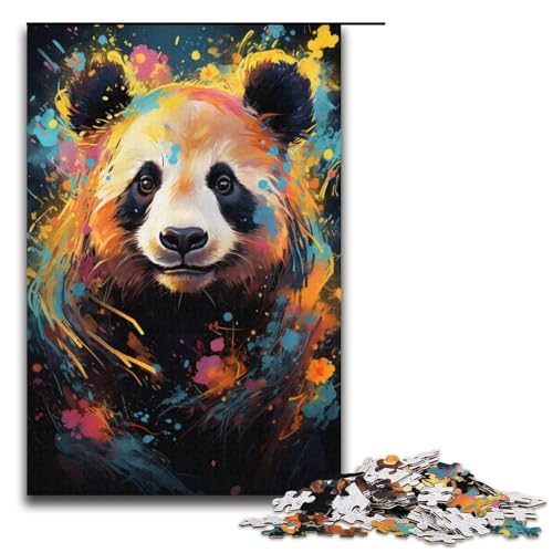 1000 teiliges Puzzle Malen Bunte Panda Kunst Puzzles für Erwachsene Holzpuzzle Familienspiel 1000 Teile (38 x 26 cm) von linghhiming