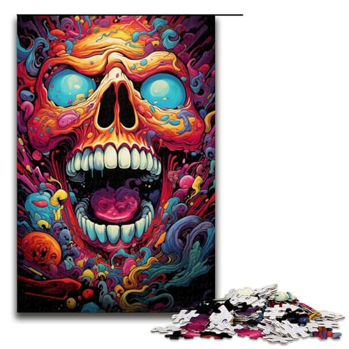 1000 teiliges Puzzle Malen Bunte Totenkopf Puzzles für Erwachsene Holzpuzzle Familienspiel 1000 Teile (75 x 50 cm) von linghhiming