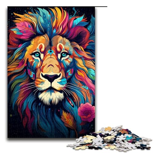 1000 teiliges Puzzle Malen Farbe Löwen Puzzle für Erwachsene Holzpuzzle anspruchsvolles Spiel 1000 Teile (75 x 50 cm) von linghhiming