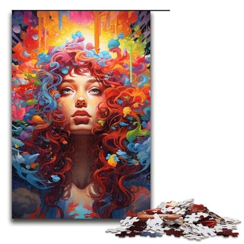 1000 teiliges Puzzle Malen Farbe Mädchen Puzzle für Erwachsene Holzpuzzle Familienspiel 1000 Teile (75 x 50 cm) von linghhiming