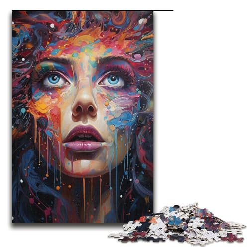 1000 teiliges Puzzle Malen Farbe Mädchen Puzzle für Erwachsene Papierpuzzle Familienspiel 1000 Teile (38 x 26 cm) von linghhiming
