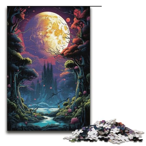 1000 teiliges Puzzle Malen Farbe Mond Puzzle für Erwachsene Papierpuzzle Familienspiel 1000 Teile (38 x 26 cm) von linghhiming
