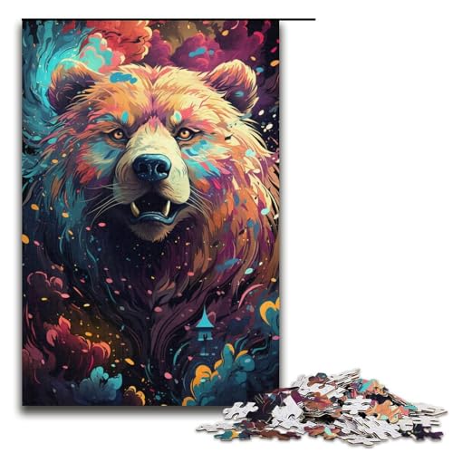 1000 teiliges Puzzle Malen bunter Bär Puzzle für Erwachsene Papierpuzzle Familienspiele 1000 Teile (38 x 26 cm) von linghhiming