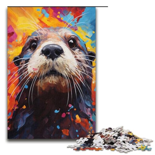 1000 teiliges Puzzle Malen buntes Seeotter Puzzle für Erwachsene Holzpuzzle Familienspiel 1000 Teile (38 x 26 cm) von linghhiming