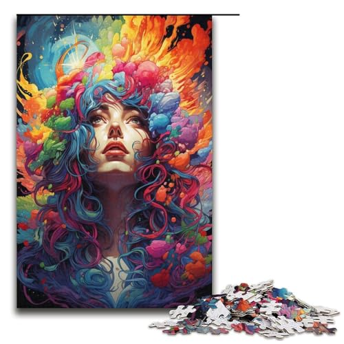 1000 teiliges Puzzle Malen und Farbe Frau für Erwachsene Papierpuzzle Familienspiele 1000 Teile (38 x 26 cm) von linghhiming