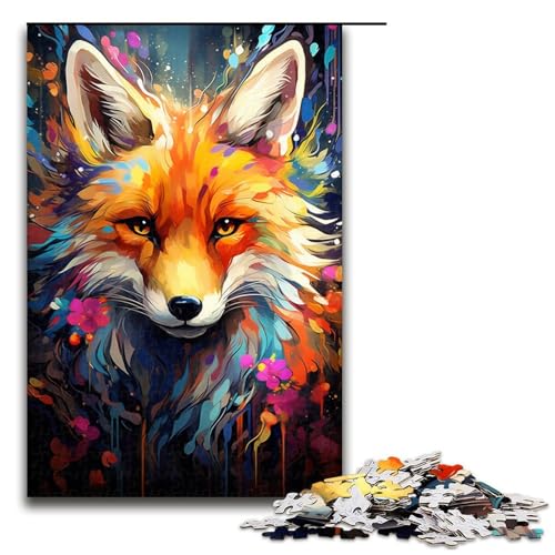 1000 teiliges Puzzle Malerei Farbe Fuchs Holzpuzzle Lernspiele Heimdekoration 1000 Teile (75 x 50 cm) von linghhiming