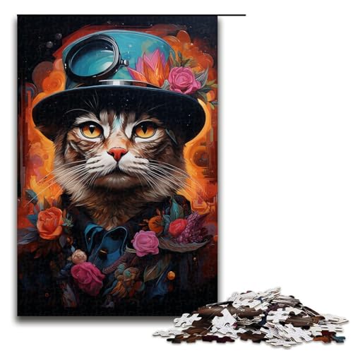 1000 teiliges Puzzle Malerei Kunst Katzen Puzzle für Erwachsene Holzpuzzle anspruchsvolles Spiel 1000 Teile (75 x 50 cm) von linghhiming