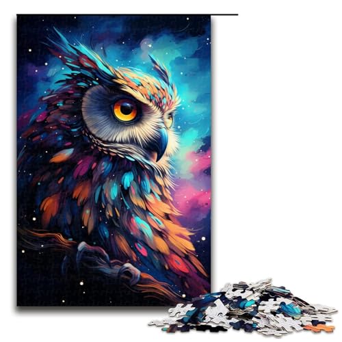 1000 teiliges Puzzle Malerei bunter Planet Eule Holzpuzzle Lernspiele Heimdekoration 1000 Teile (75 x 50 cm) von linghhiming