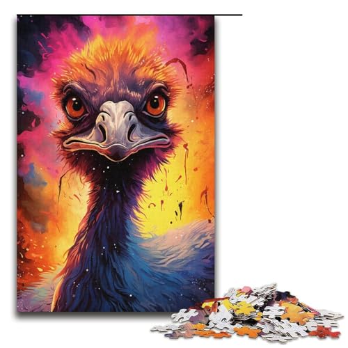 1000 teiliges Puzzle Malerei buntes Straußen Puzzle Papierpuzzle Lernspiele Heimdekoration 1000 Teile (38 x 26 cm) von linghhiming