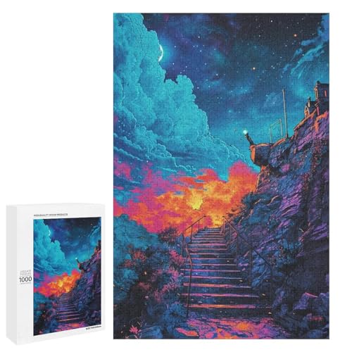 1000 teiliges Puzzle Meer unter Sonnenuntergang für Erwachsene und Kinder Holzpuzzle pädagogisches Spielzeug zum Stressabbau (75 x 50 cm) von linghhiming