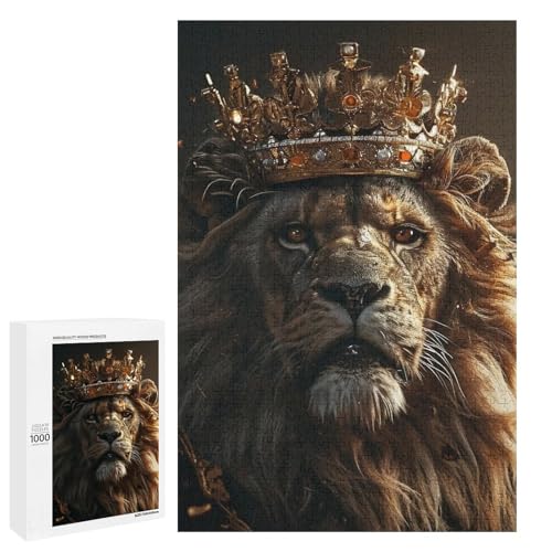 1000 teiliges Puzzle Mittelalterlicher Löwe für Erwachsene Holzpuzzle anspruchsvolles Spiel (75 x 50 cm) von linghhiming