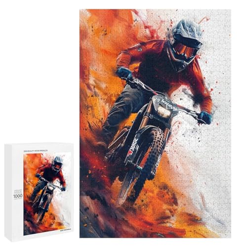 1000 teiliges Puzzle Mountainbike für Erwachsene Holzpuzzle anspruchsvolles Spiel (75 x 50 cm) von linghhiming