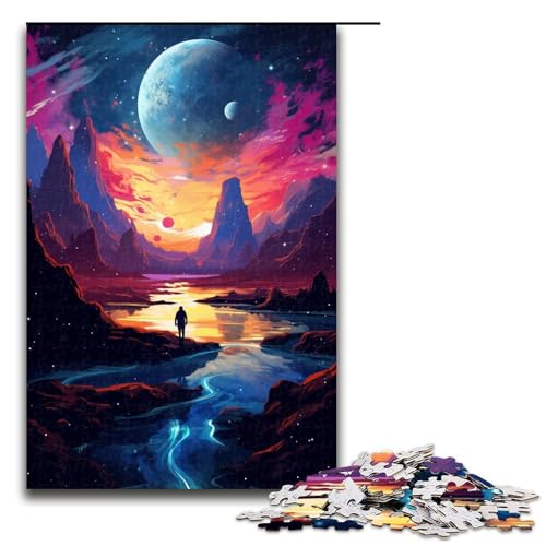 1000 teiliges Puzzle Nachtansicht unter dem Sternenhimmel Holzpuzzle Lernspiele Heimdekoration 1000 Teile (75 x 50 cm) von linghhiming