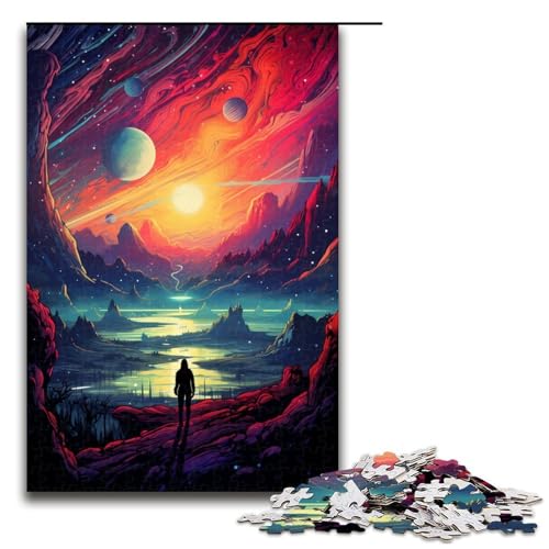 1000 teiliges Puzzle Nachtansicht unter dem Sternenhimmel Holzpuzzle Lernspiele Heimdekoration 1000 Teile (75 x 50 cm) von linghhiming