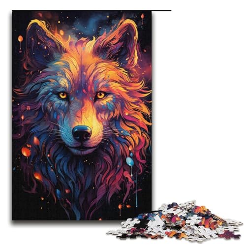 1000 teiliges Puzzle Nebula Wolfs buntes psychedelisches Puzzle Papierpuzzle Lernspiele Heimdekoration 1000 Teile (38 x 26 cm) von linghhiming