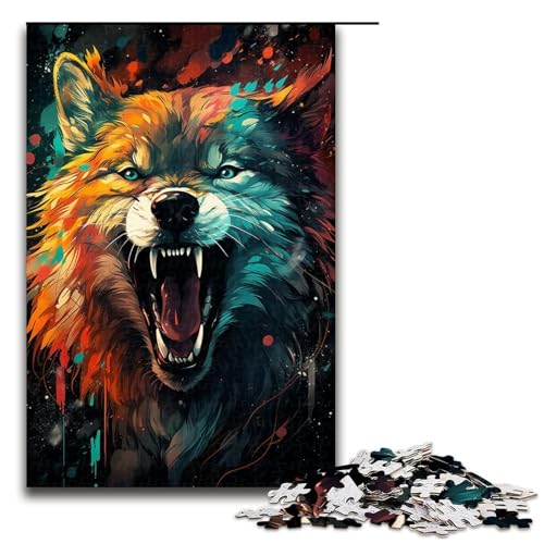 1000 teiliges Puzzle Nebula Wolfs farbenfrohes psychedelisches Puzzle für Erwachsene Holzpuzzle Familienspiel 1000 Teile (75 x 50 cm) von linghhiming