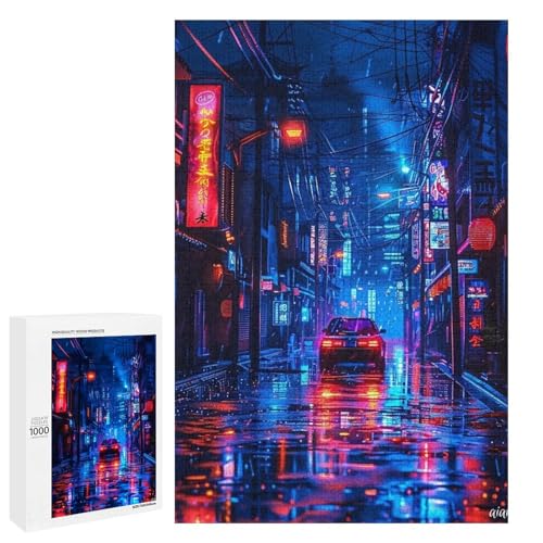 1000 teiliges Puzzle Neon Nights für Erwachsene Holzpuzzle anspruchsvolles Spiel (75 x 50 cm) von linghhiming
