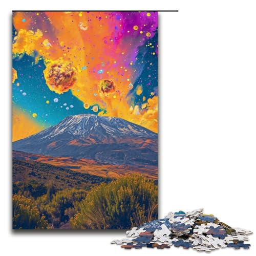 1000 teiliges Puzzle Olympus farbenfrohes psychedelisches Puzzle für Erwachsene Holzpuzzle anspruchsvolles Spiel 1000 Teile (75 x 50 cm) von linghhiming