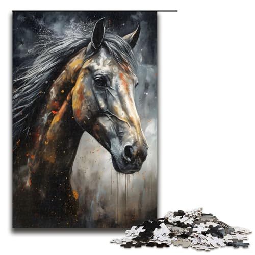 1000 teiliges Puzzle Pferdeporträt Holzpuzzle für Erwachsene anspruchsvolles Spiel 75 x 50 cm von linghhiming