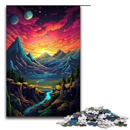 1000 teiliges Puzzle Psychedelic Alps Holzpuzzle Lernspiele Heimdekoration 1000 Teile (75 x 50 cm) von linghhiming